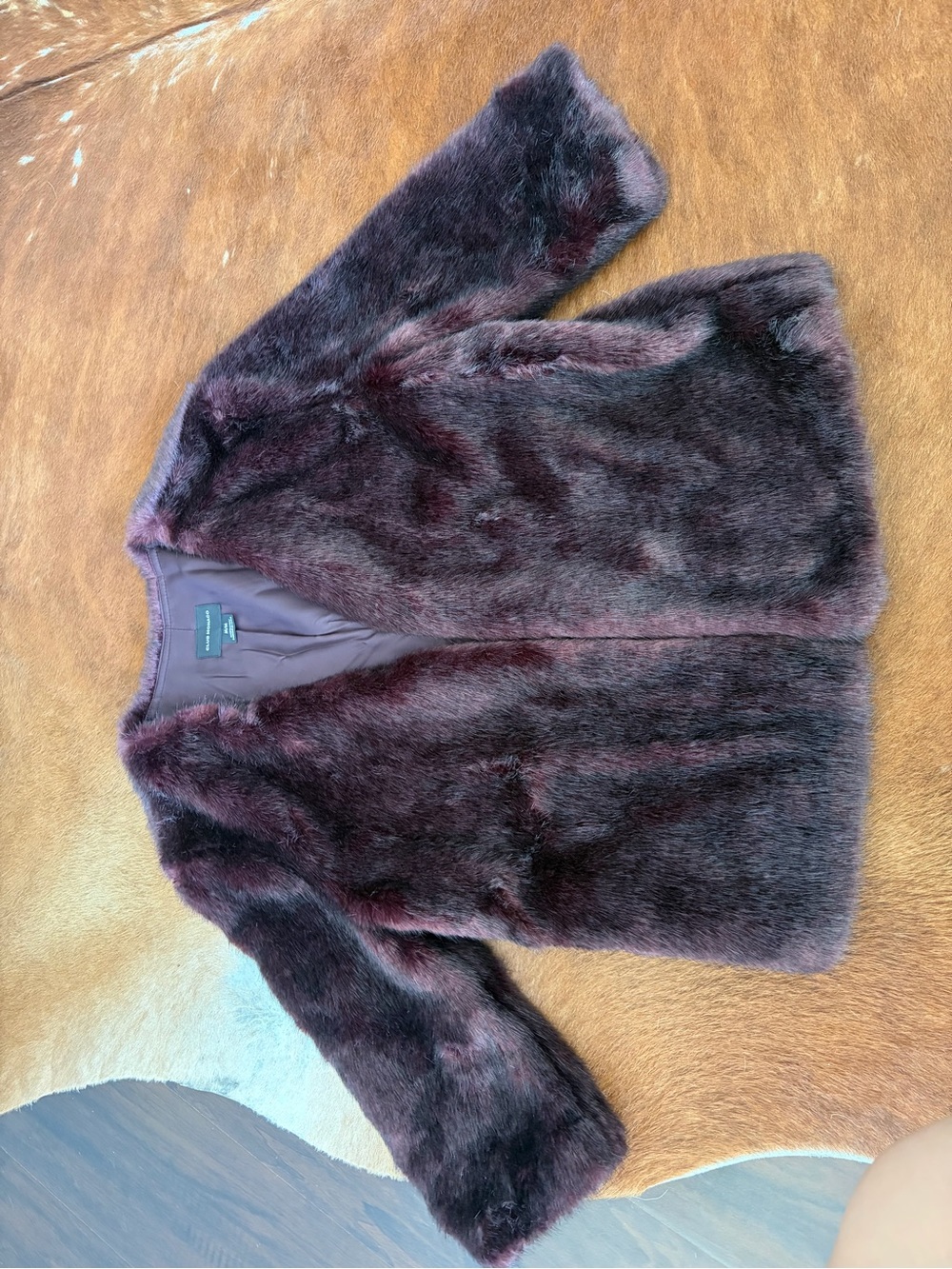 Club Monaco Women’s Faux Fur Coat in Burgundy
